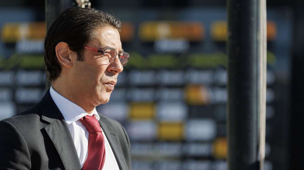 Benfica president Rui Costa during their Portuguese First League soccer match between Desportivo de Chaves and Benfica, held at Chaves Municipal stadium, north of Portugal, 15 April 2023. PEDRO SARMENTO COSTA/LUSA