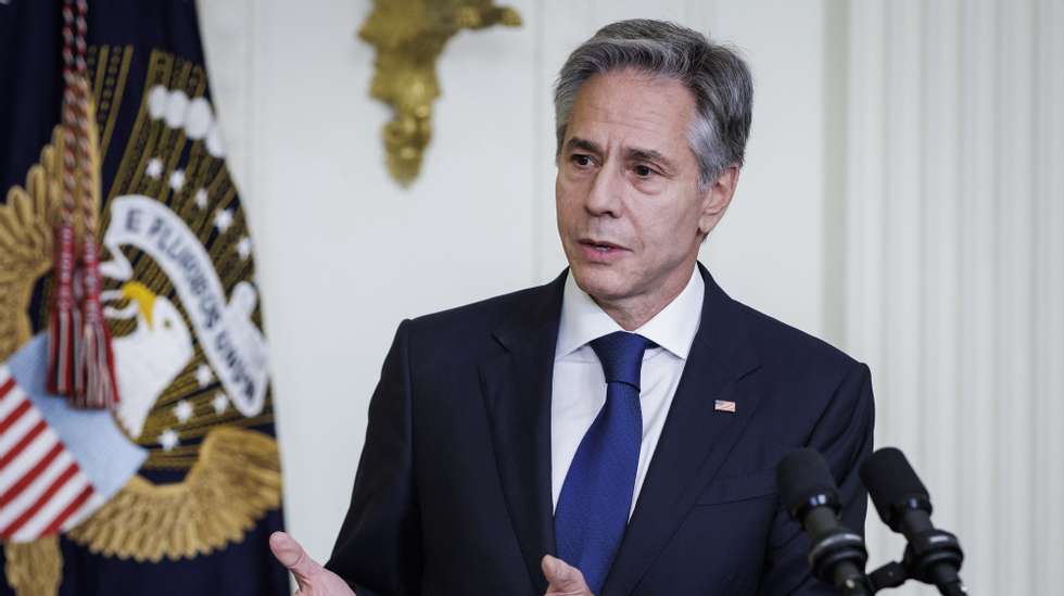 epa10689490 US Secretary of State Anthony Blinken speaks during a reception honoring US Chiefs of Missions, in the East Room at the White House, in Washington, DC, USA, 13 June 2023.  EPA/Samuel Corum / POOL