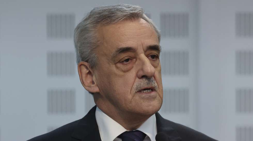 O presidente do Supremo Tribunal de Justiça, Juiz Conselheiro Henrique Araújo, na sessão solene de abertura do 40.º Curso de Formação de Magistrados para os Tribunais Judiciais e do 10.º Curso de Formação de Juízes para os Tribunais Administrativos e Fiscais, no Centro de Estudos Judiciários, Lisboa, 18 de setembro de 2023. JOÃO RELVAS/LUSA
