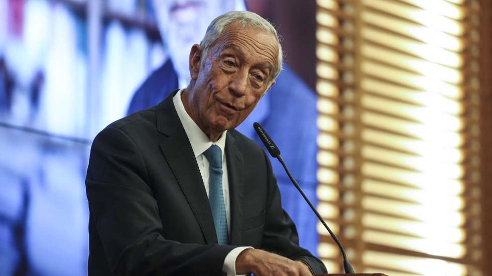 O presidente da República, Marcelo Rebelo de Sousa intervém na apresentação do livro de António Pinto Leite " Não há vidas grátis", esta tarde em Lisboa. 12 de outubro de 2023. MIGUEL A. LOPES/LUSA