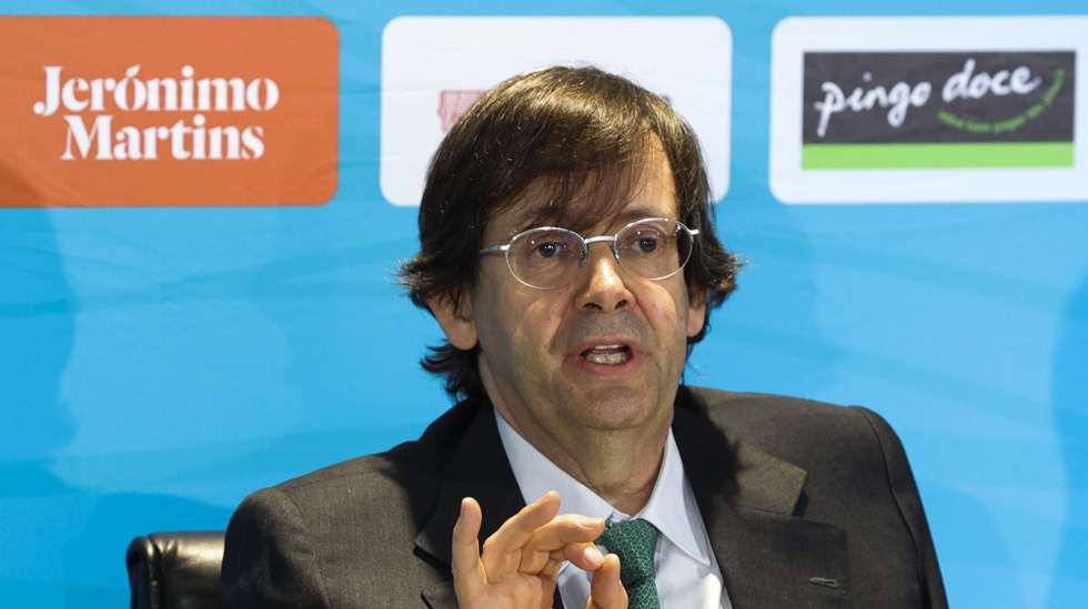 O presidente do grupo Jerónimo Martins, Pedro Soares Santos, intervém na apresentação dos resultados de 2022, na sede daquele grupo em Lisboa, 23 de março de 2023. MANUEL DE ALMEIDA/LUSA