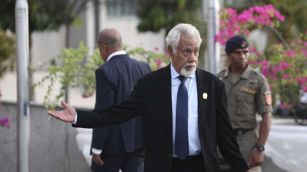 O novo primeiro-ministro timorense, Xanana Gusmão, durante a posse aos membros do IX Governo constitucional, Díli, Timor-Leste, 01 de julho de 2023. As 18 medidas para os primeiros meses do Governo foram anunciadas por Xanana Gusmão, “para responder às expetativas do povo e da sociedade timorense”, no discurso de tomada de posse, hoje no Palácio Presidencial, em Díli. ANTÓNIO SAMPAIO/LUSA