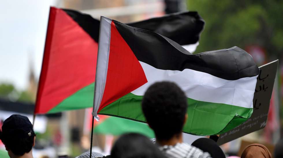 epa11014977 Protesters hold a Palestine flag during a pro-Palestine demonstration in Sydney, Australia, 07 December 2023. Thousands of Israelis and Palestinians have died since the militant group Hamas launched an unprecedented attack on Israel from the Gaza Strip on 07 October, and the Israeli strikes on the Palestinian enclave which followed it.  EPA/BIANCA DE MARCHI AUSTRALIA AND NEW ZEALAND OUT