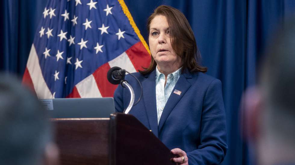 epa10427274 US Secret Service Director Kimberly Cheatle delivers remarks about the recent mass shootings during a press conference on the Secret Service's National Threat Assessment Center's report on 'Mass Attacks in Public Spaces: 2016-2020' at the National Press Club in Washington, DC, USA, 24 January 2023. Back to back mass shootings in California have left 19 people dead in less than three days.  EPA/SHAWN THEW