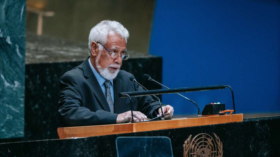 epa11619880 East Timor's Prime Minister Xanana Gusmao speaks during the 'Summit of the Future' being held in advance of this week’s General Debate of the 79th session of the United Nations General Assembly at United Nations Headquarters in New York, New York, USA, 22 September 2024. The Summit of the Future will be held from 22 to 23 September, bringing together world leaders to address critical global governance challenges. The first day of the General Debate will take place on 24 September, during a session which opened on 10 September under the theme 'Leaving no one behind: Acting together for the advancement of peace, sustainable development and human dignity for present and future generations'.  EPA/OLGA FEDROVA