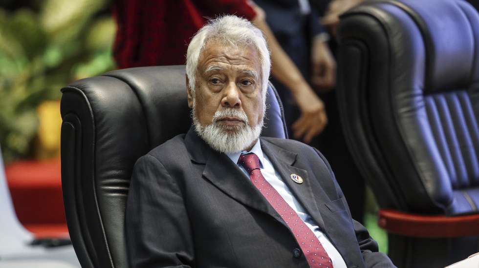 epa11651726 East Timor Prime Minister Xanana Gusmao attends the 27th ASEAN-Japan Summit, part of the 44th and 45th ASEAN and Related Summits at the National Convention Center in Vientiane, Laos, 10 October 2024. Leaders of the Association of Southeast Asian Nations (ASEAN) convene at a summit hosted by Laos in the capital of Vientiane to tighten the diplomatic ties and discuss the ongoing civil unrest in Myanmar and a tension in the South China Sea.  EPA/RUNGROJ YONGRIT