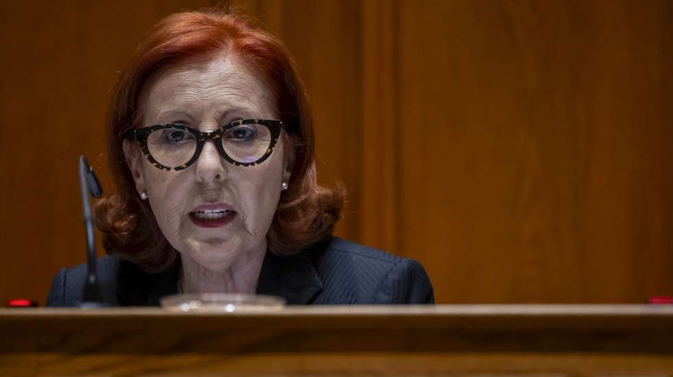 A ministra do Ambiente e Energia, Maria da Graça Carvalho, durante a sua audição na Comissão de Ambiente e Energia conjunta com a Comissão de Orçamento, Finanças e Administração Pública, na Assembleia da República, em Lisboa, 08 de de novembro de 2024. JOSÉ SENA GOULÃO/LUSA