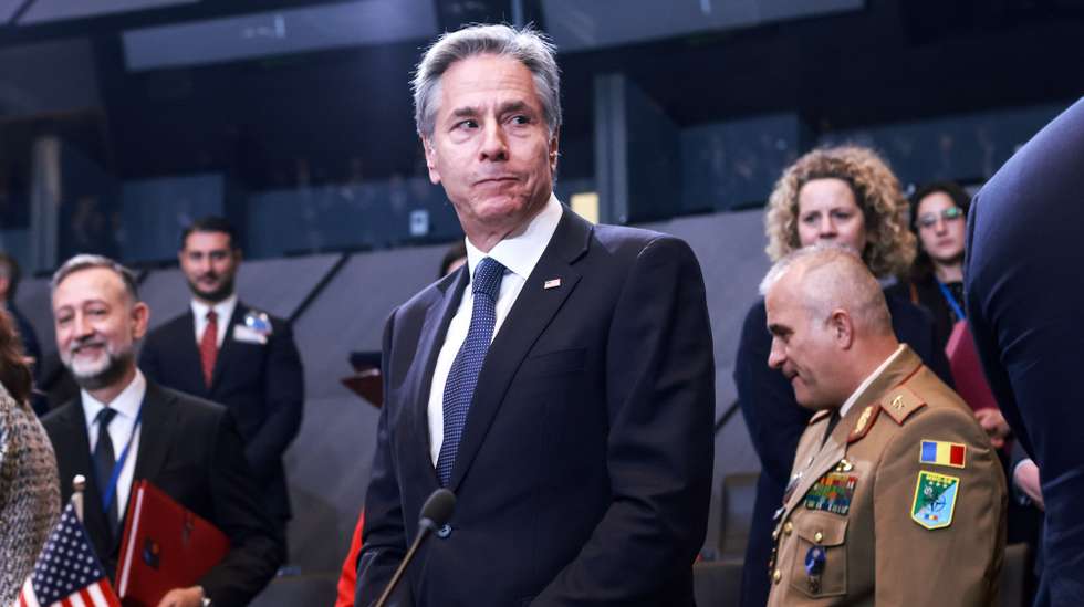 epa11754560 US Secretary of State Antony Blinken attends a North Atlantic Treaty Organization (NATO) Foreign Ministers' meeting in Brussels, Belgium, 03 December 2024.  EPA/OLIVIER HOSLET