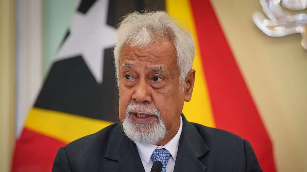 epa11752683 Timor-Leste's Prime Minister Xanana Gusmao speaks during a joint press conference at the Prime minister office in Putrajaya, Malaysia, 02 December 2024. Gusmao is on an official visit to Malaysia from 01 to 03 December 2024  EPA/VINCENT THIAN / POOL