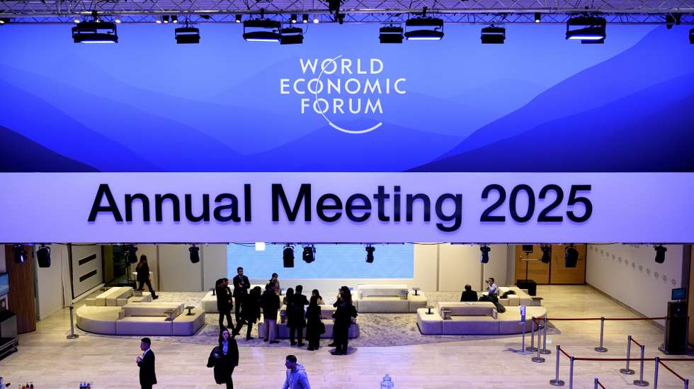 epa11836589 Workers walk in the main lobby of the congress center prior to the 55th annual meeting of the World Economic Forum (WEF) in Davos, Switzerland, 19 January 2025.  The World Economic Forum annual meeting brings together entrepreneurs, scientists, corporate and political leaders in Davos and takes place from January 20 to 24 in Davos.  EPA/LAURENT GILLIERON