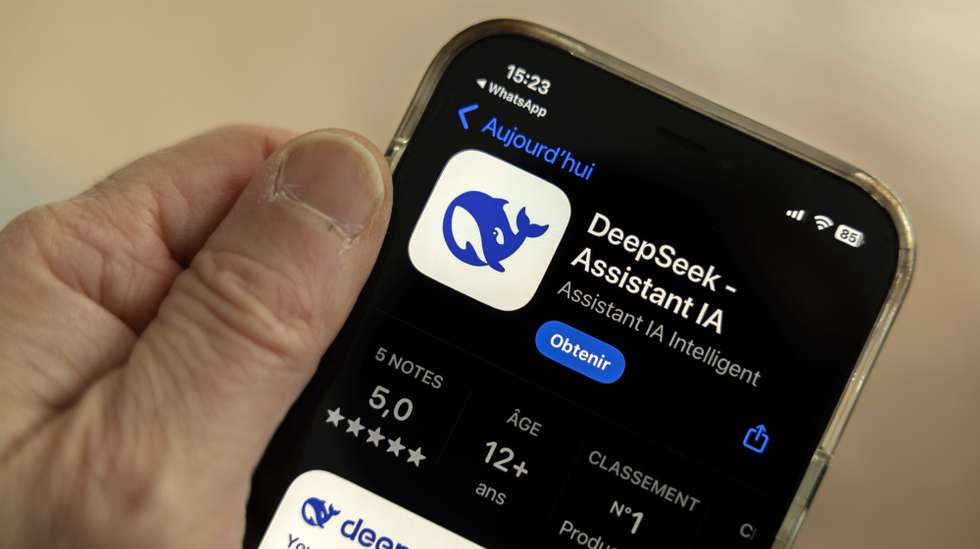 epa11858486 The icon of the Chinese app DeepSeek is seen on a mobile phone, in Geneva, Switzerland, 28 January 2025. Shares in major tech firms plummeted following the growing popularity of Deepseek, a Chinese artificial intelligence (AI) app that offers comparable performance at a fraction of the cost of its rivals.  EPA/SALVATORE DI NOLFI