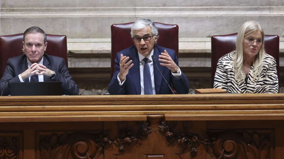 The Portuguese parliament president, Jose Pedro Aguiar Branco (C) adresses the parlament during the presentation of a government motion of confidence at the Portuguese Parliament in Lisbon, Portugal, 11 March 2025. The motion of confidence comes in response to growing questions about his family's business activities. JOSE SENA GOULAO/LUSA