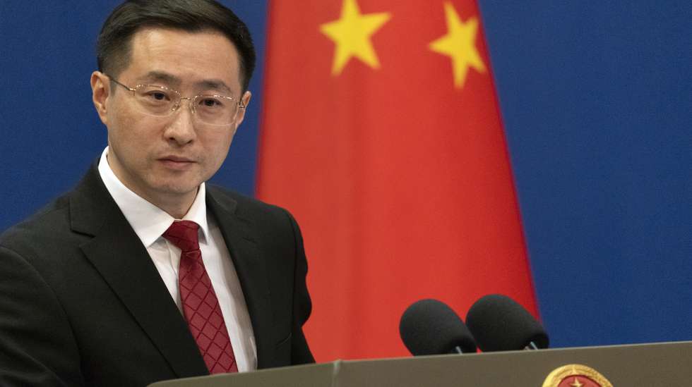 epa11876375 Ministry of Foreign Affairs' spokesperson Lin Jian speaks during a press conference in Beijing, China, 05 February 2025. Lin Jian said that the countermeasures taken by China are necessary 'to defend its legitimate rights and interests', and urged the US to stop politicising trade and economic issues.  EPA/ANDRES MARTINEZ CASARES