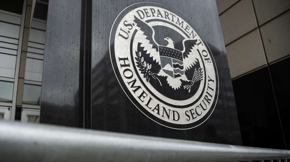 epa11964791 A general view of the Department of Homeland Security Seal at the Immigration and Customs Enforcement (ICE) headquarters during a protest calling for the release of arrested Palestinian student protester Mahmoud Khalil in Washington, DC, USA, 14 March 2025. Last week in New York, federal agents arrested Khalil, an American green card holder who led protests against Israel's operations in Gaza at Columbia University last year, and then quickly transferred him to Louisiana for deportation proceedings.  EPA/GRAEME SLOAN