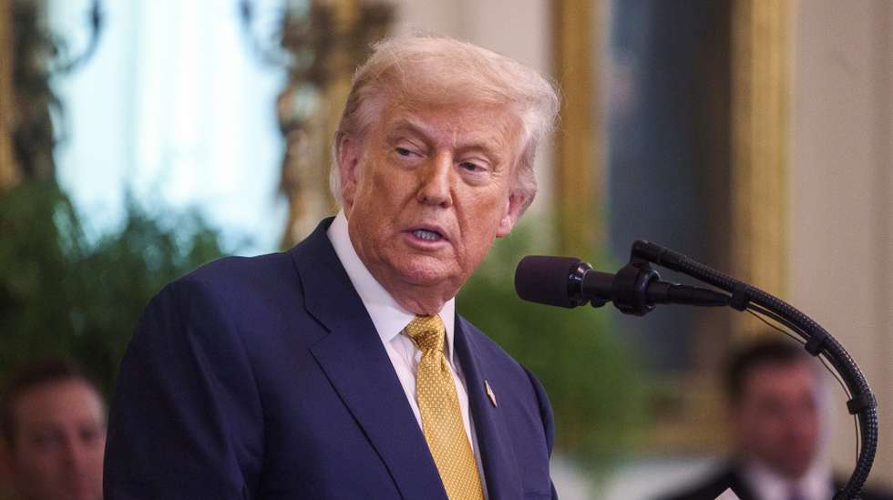 epa12241980 US President Donald Trump speaks during the signing of "Halt All Lethal Trafficking of Fentanyl Act," at the White House, Washington, DC, USA, 16 July 2025.  EPA/WILL OLIVER