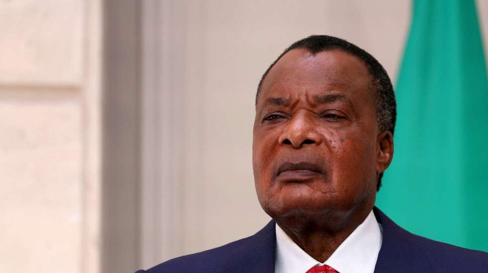 epa12128195 Congolese President Denis Sassou N'Guesso looks on during the signing of a letter of intent at the Elysee Palace in Paris, France, 23 May 2025. The Congolese president is meeting Macron in Paris to deepen bilateral relations.  EPA/THOMAS SAMSON / POOL  MAXPPP OUT