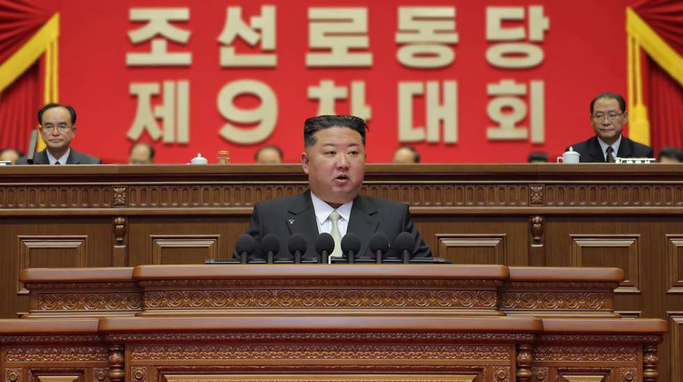 epaselect epa12760291 A photo released by the official Korean Central News Agency (KCNA) shows North Korean leader Kim Jong Un (C) speaking during the opening of the Ninth Congress of the Workers' Party of Korea (WPK) in Pyongyang, North Korea, 19 February 2026 (issued 20 February 2026). According to KCNA, Kim opened the Ninth Congress on 19 February to review the party's work and outline new strategic goals for the country.  EPA/KCNA  EDITORIAL USE ONLY