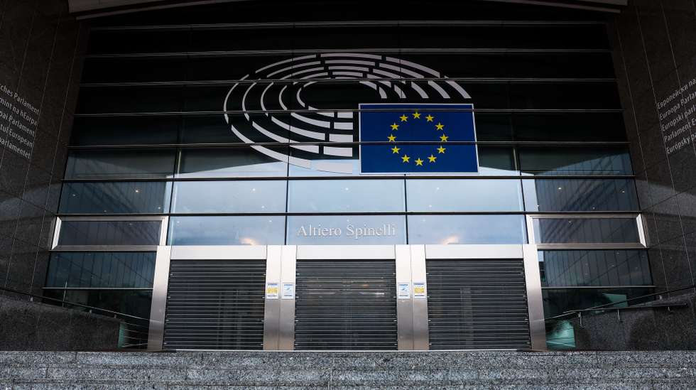 epa10387176 The logo of the European Parliament seen in Brussels, Belgium, 03 January 2023. The President of the European Parliament Roberta Metsola said on 02 January an urgent procedure was launched for the waiver of immunity of two Members of the European Parliament following a request from the Belgian judicial authorities. MEP Eva Kaili was dismissed on 13 December from the vice presidency of the European Parliament over allegations of corruption. The Greek MEP and three other suspects were arrested by Belgian police as part of an investigation into suspected corruption and money laundering.  EPA/STEPHANIE LECOCQ