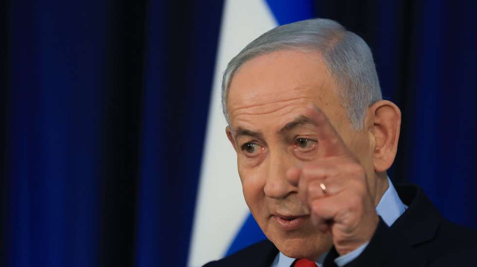 epa12834131 Israeli Prime Minister Benjamin Netanyahu speaks during a press conference in Jerusalem, 19 March 2026, amid the US-Israel conflict with Iran.  EPA/RONEN ZVULUN / POOL