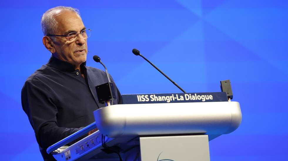 epa12146485 Timor-Leste President Jose Ramos-Horta delivers his speech during the third plenary session of the International Institute for Strategic Studies (IISS) Shangri-la Dialogue Defence Summit in Singapore, 31 May 2025. Defense ministers and officials from 47 countries are gathered in the city state for the IISS Shangri-la Dialogue, an annual high level defence summit in the Asia Pacific region.  EPA/HOW HWEE YOUNG