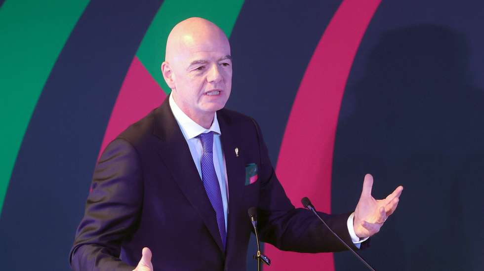 epa12857965 FIFA President Gianni Infantino speaks during the opening of the 'Epic Album' exhibition in Mexico City, Mexico, 28 March 2026. Infantino says being in Mexico feels special, noting that the Aztecs played a ball game about 3,000 years ago.  EPA/Madla Hartz