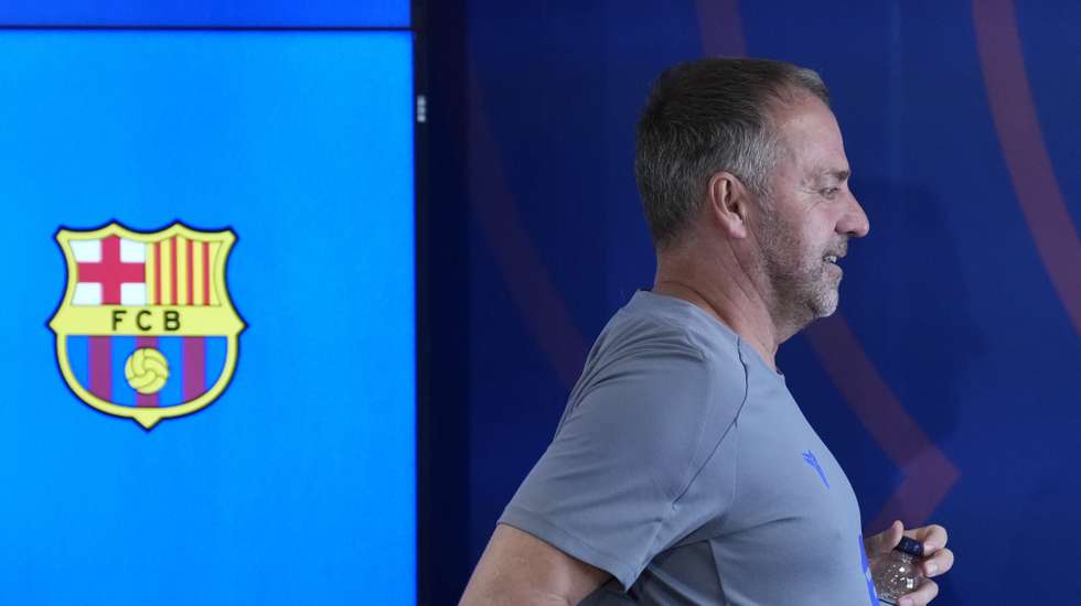 epa12926320 FC Barcelona's head coach Hansi Flick attends a press conference after the team's training session at Joan Gamper Sports City in Barcelona, Catalonia, Spain, 1 May 2026. FC Barcelona will face Osasuna in their Spanish LaLiga soccer match on 2 May 2026.  EPA/Enric Fontcuberta