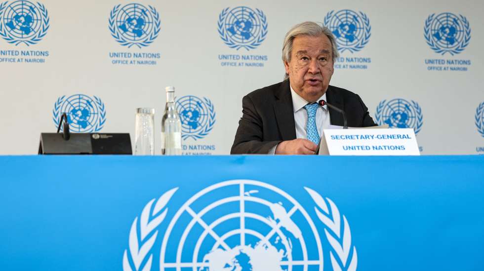 epa12947376 United Nations Secretary-General Antonio Guterres speaks during a press conference at the United Nations Office at Nairobi (UNON) following a groundbreaking and office inauguration ceremony for a major expansion of the UN’s Nairobi headquarters in Nairobi, Kenya, 11 May 2026. The events come as the United Nations advances an over USD 340 million investment in Nairobi, reinforcing the city’s position as the only UN Secretariat headquarters in the Global South and a growing hub for global decision-making.  EPA/DANIEL IRUNGU