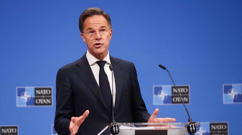 epa13046405 NATO Secretary General Mark Rutte gives a press conference during a meeting of North Atlantic Treaty Organization (NATO) defense ministers at the Alliance headquarters in Brussels, Belgium, 18 June 2026. NATO defense ministers are discussing strengthening Allied deterrence and defense, increasing defense investment commitments, enhancing defense industrial capacity, continued support for Ukraine, and preparations for the upcoming NATO Summit in Ankara, Turkey.  EPA/Olivier Hoslet