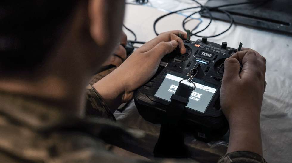 epa12844618 A Ukrainian pilot of the 93rd Brigade 'Kholodny Yar' operates an interceptor drone from his combat position, where he works bringing down Russian drones, at an undisclosed location near the frontline in the Druzhkivka area (Donetsk), Ukraine, 23 March 2026. The Ukrainian Army employs FPV (First Person View) interceptor drones to bring down other slower and more expensive unmanned vehicles that Russia's forces use for reconnaissance missions or to attack inside the cities located at the frontline.  EPA/Maria Senovilla