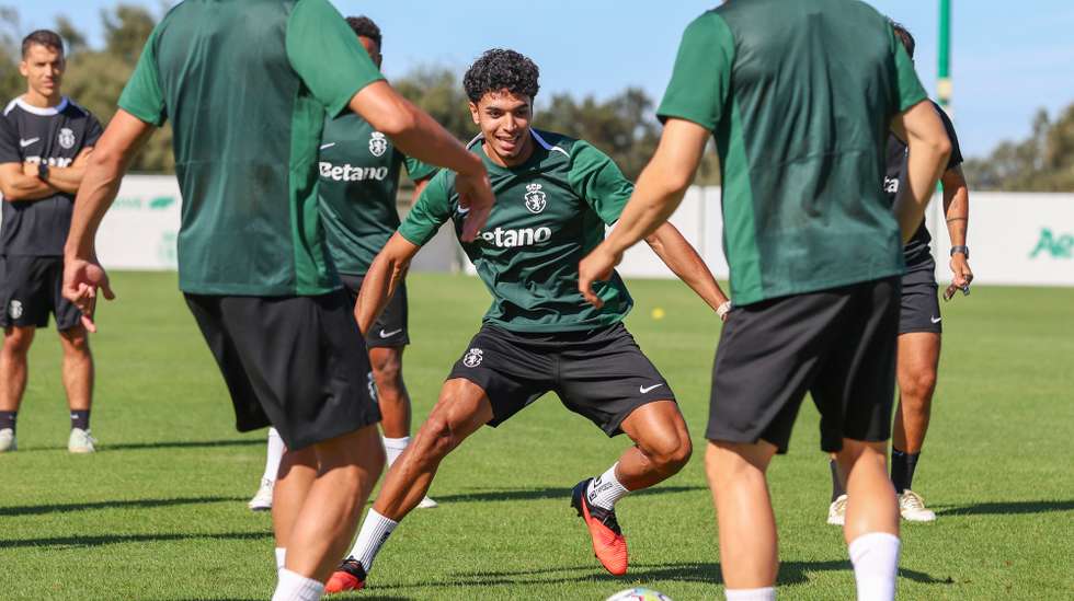 Sporting player Joao Simoes during the team training session at the Cristiano Ronaldo Academy in preparation for the upcoming UEFA Champions League soccer match with Galatasaray, Alcochete, Portugal, 8th September 2026. RUI MINDERICO/LUSA