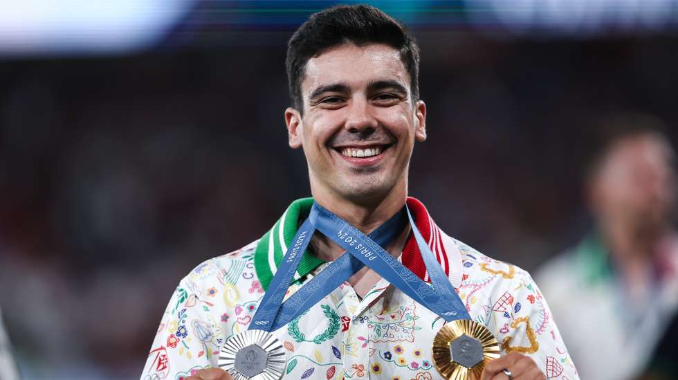 Portugal olympic cyclist Iuri Leitão during the UEFA Nations League group A soccer match between Portugal and Scotland, held at Luz Stadium, in Lisbon, Portugal, 08 September 2024. RODRIGO ANTUNES/LUSA