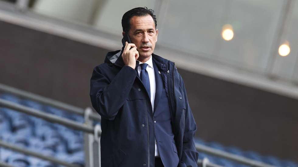 Portugal National Football Federation President Pedro Proenca watches the training session ahead of their Uefa Nations League group stage match against Denmark, at Parken Stadium in Copenhagen, Denmark, 30 September 2026. PAULO NOVAIS/LUSA