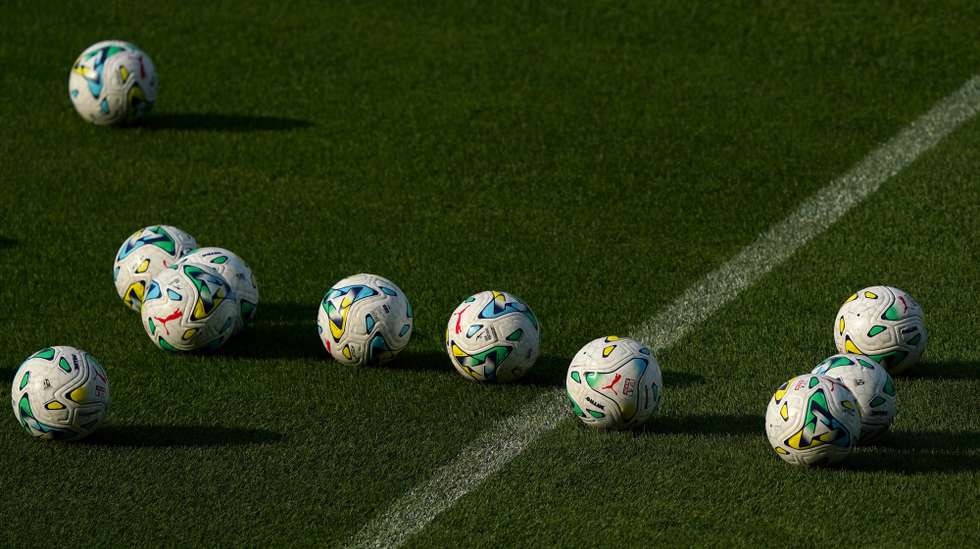 Bolas de futebol no Estádio do Sporting de Braga durante o jogo da Liga Conferência com o Rapid de Viena, Braga, 20 de agosto de 2026. HUGO DELGADO/LUSA