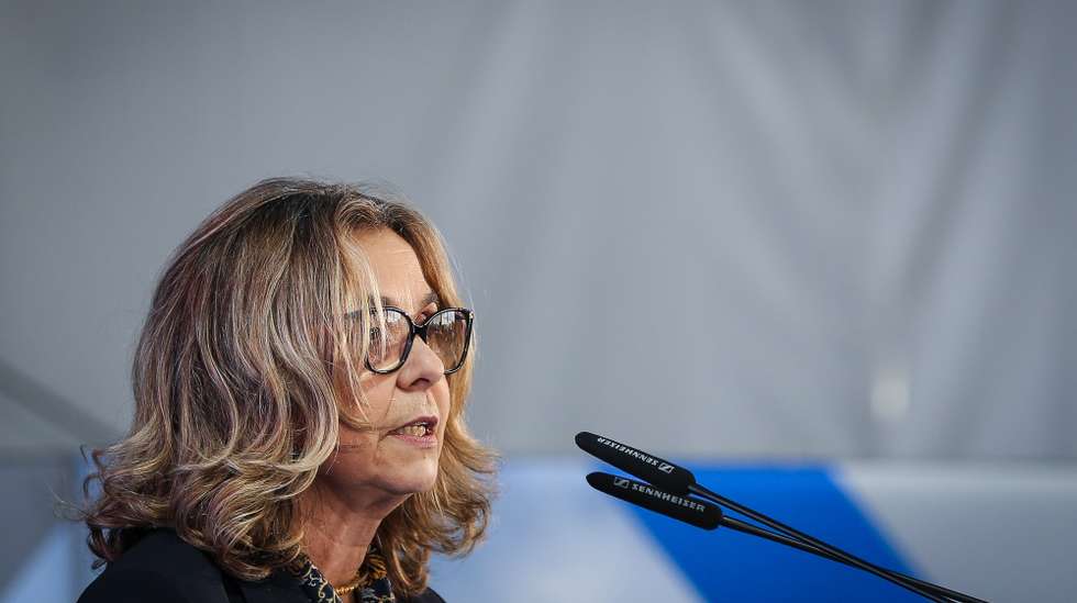 A ministra da Saúde, Ana Paula Martins discursa durante o lançamento da obra do novo Hospital de Todos os Santos, em Lisboa, 07 de outubro de 2024. RODRIGO ANTUNES/LUSA
