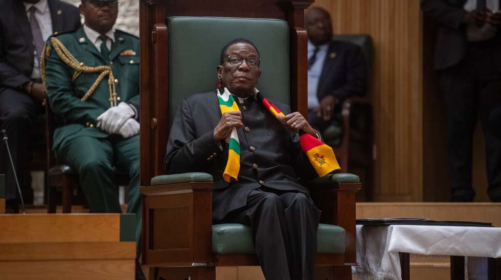 epa11745935 President of Zimbabwe Emmerson Mnangagwa attends Zimbabwe's Finance Minister Mthuli Ncubeâ€™s budget speech inside Parliament Building in Mt Hampden, Harare, Zimbabwe, 28 November 2024. Ncube said Zimbabwe's economy is forecast to grow six percent in 2025, up from two percent in 2024, driven mainly by strong agriculture performance.  EPA/MUNASHE CHOKODZA