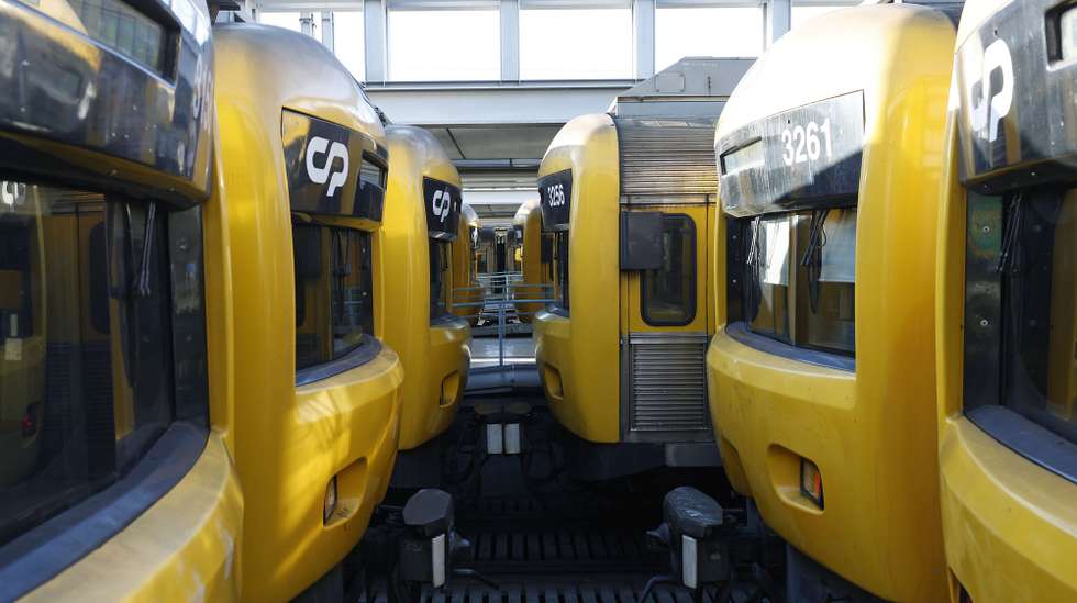 Trains at Cais do Sodre Station at the beginning of a strike, run until 21 February, by train drivers working for CP - Comboios de Portugal, called by the SMAQ union in Lisbon, 09 February 2023. The workers demand salary increases, career improvements, better working and safety conditions, humanization of service scales, framed meal hours and reduction of rest periods away from headquarters, and the recognition and valorization of the professional and training requirements of train drivers by the new legislative framework. ANTONIO PEDRO SANTOS/LUSA