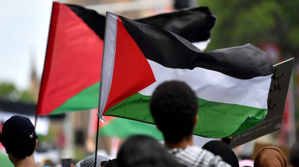 epa11014977 Protesters hold a Palestine flag during a pro-Palestine demonstration in Sydney, Australia, 07 December 2023. Thousands of Israelis and Palestinians have died since the militant group Hamas launched an unprecedented attack on Israel from the Gaza Strip on 07 October, and the Israeli strikes on the Palestinian enclave which followed it.  EPA/BIANCA DE MARCHI AUSTRALIA AND NEW ZEALAND OUT