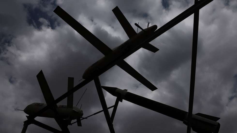 epa12222435 A display of Houthi-made mock missiles and drones at a square in Sana'a, Yemen, 07 July 2025. Yemen's Houthis have launched three hypersonic missiles and eight drones at Israeli targets in response to Israel's recent attacks on three Red Sea ports and a power plant in Yemen, according to a statement from Houthi military spokesman Yahya Sarea.  EPA/YAHYA ARHAB