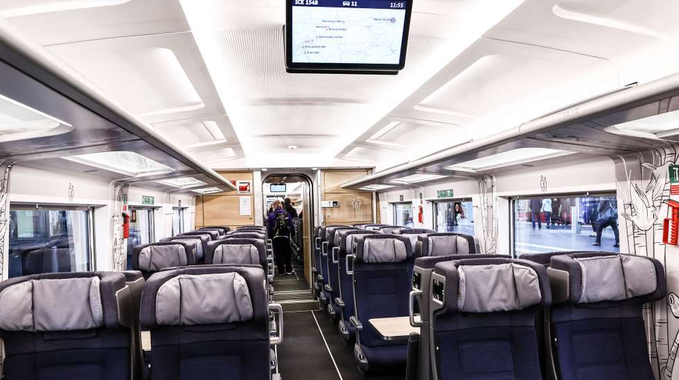 epa12459752 A view of the interior of the Talgo ICE L train (InterCity Express) during Deutsche Bahn's presentation at the Ostbahnhof station in Berlin, Germany, 17 October 2025.  EPA/FILIP SINGER
