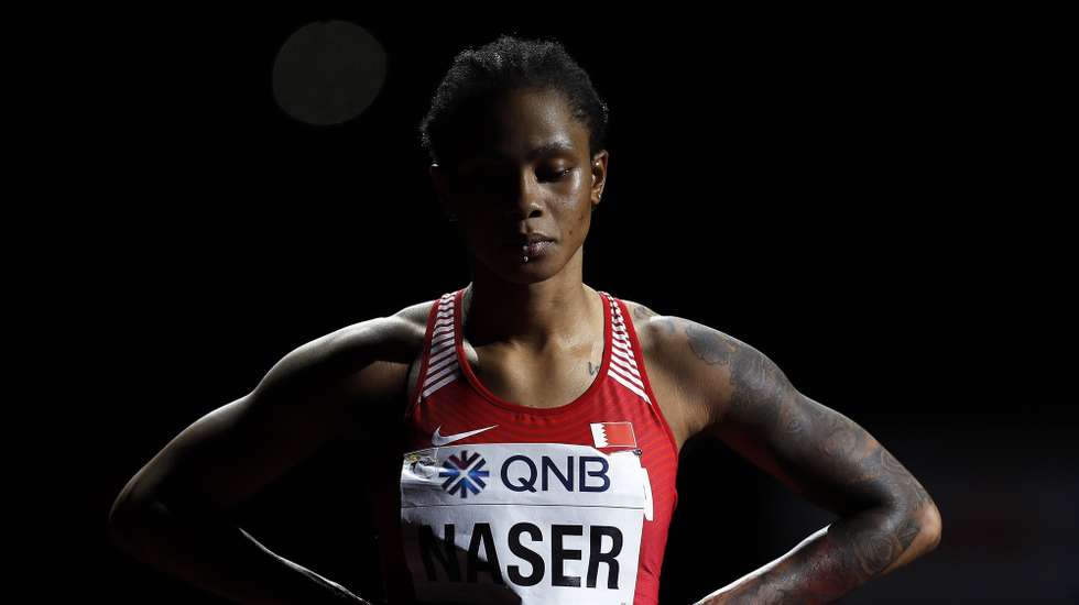 epa08467039 (FILE) - Salwa Eid Naser of Bahrain prepares for the women's 400m final during the IAAF World Athletics Championships 2019 at the Khalifa Stadium in Doha, Qatar, 03 October 2019 (re-issued on 05 June 2020). Salwa Eid Naser has been provisionally banned for failing to make herself available for anti-doping tests, the Athletics Integrity Unit (AIU) confirmed on 05 June 2020. The 400m world champion could face a ban of up to two years for the whereabouts violation.  EPA/VALDRIN XHEMAJ *** Local Caption *** 55520356
