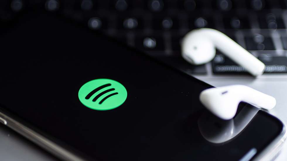 epa08981553 (FILE) - A close-up shows 'Spotify' app on a smart phone in Berlin, Germany, 07 July 2020 (reissued 02 February 2021). Spotify will release its 4th quarter 2020 results on 03 February 2021.  EPA/HAYOUNG JEON *** Local Caption *** 56200267