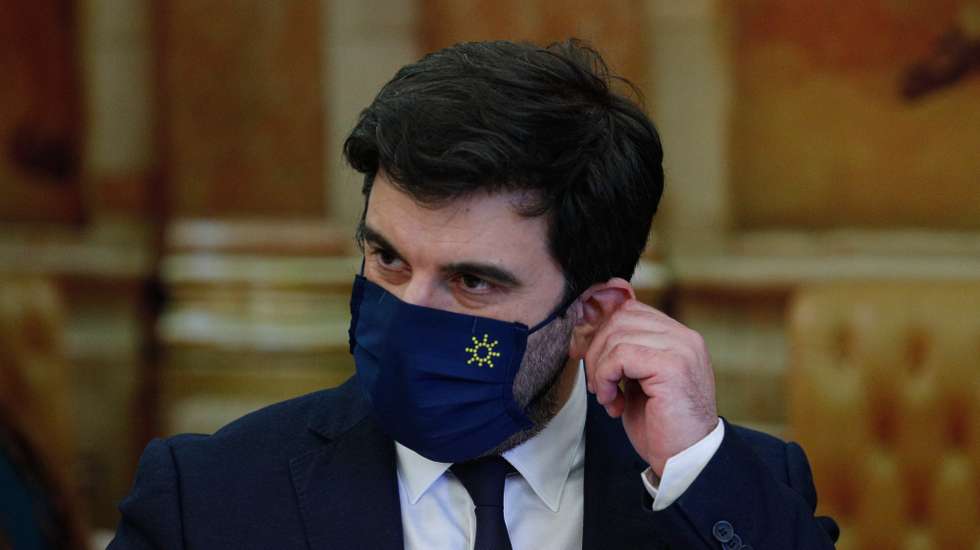 O ministro da Educação, Tiago Brandão Rodrigues, durante a sua audição na Comissão de Educação, Ciência, Juventude e Desporto na Assembleia da República, em Lisboa, 17 de fevereiro de 2021. ANTÓNIO COTRIM/LUSA