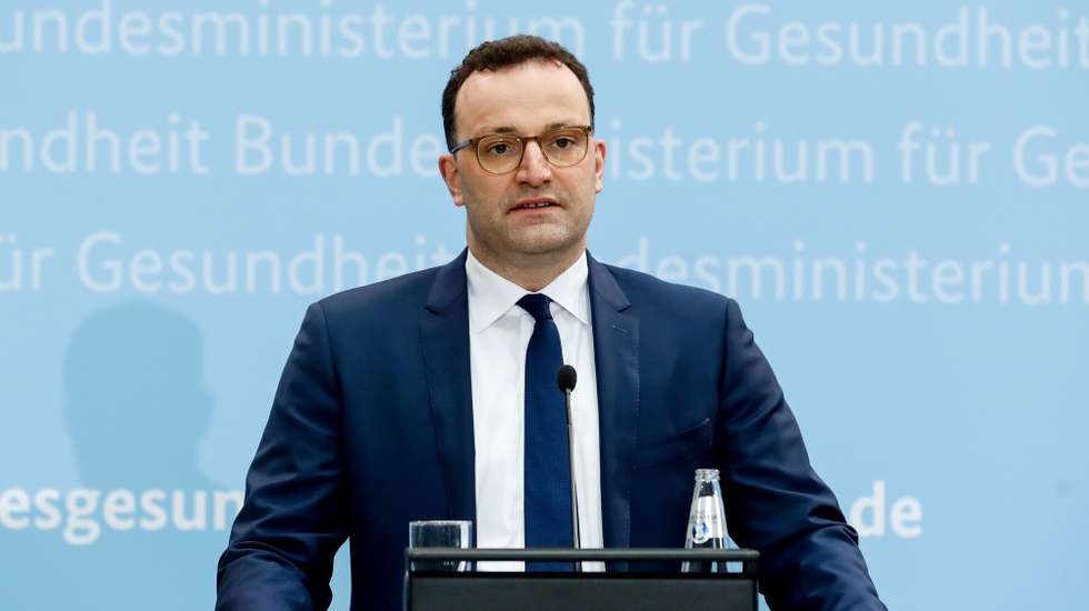 epa09076647 German Health Minister Jens Spahn gives press conference conference about AstraZeneca vaccine in Berlin, Germany, 15 March 2021. Germany joined some European nations in suspending the AstraZeneca vaccine amid reports of a possible adverse side effect. Both the World Health Organization (WHO) and the European Medicines Agency (EMA) said that there is no evidence linking the reported effects to the vaccine, and advised the countries to continue their vaccination efforts.  EPA/FILIP SINGER