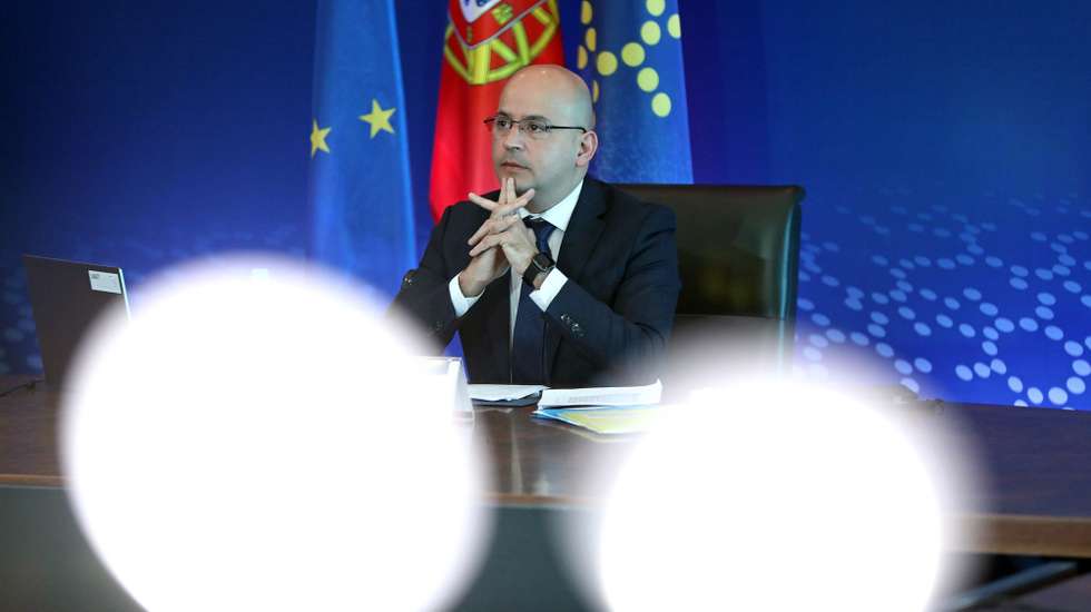 epa09078221 Portuguese Minister of State for Finance, Joao Leao, attends an informal video conference of Economic and Finance ministers under the Portuguese Presidency of the Council, in Lisbon, Portugal, 16 March 2021. Ministers will have an exchange of views on the state of play and way forward on tax challenges arising from digitalisation and also will take stock of the economic situation and outlook in Europe in view of the COVID-19 crisis..  EPA/ANTONIO PEDRO SANTOS