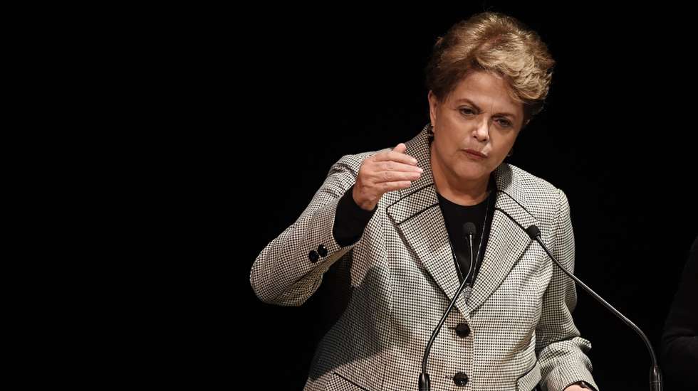 epa08265660 Former Brazilian president Dilma Rousseff speaks during a campaign rally of Paris Mayor Anne Hidalgo  in Paris, France, 02 March 2020. The first round of the mayoral elections will be held 15 March and the final round 22 March 2020.  EPA/Julien de Rosa