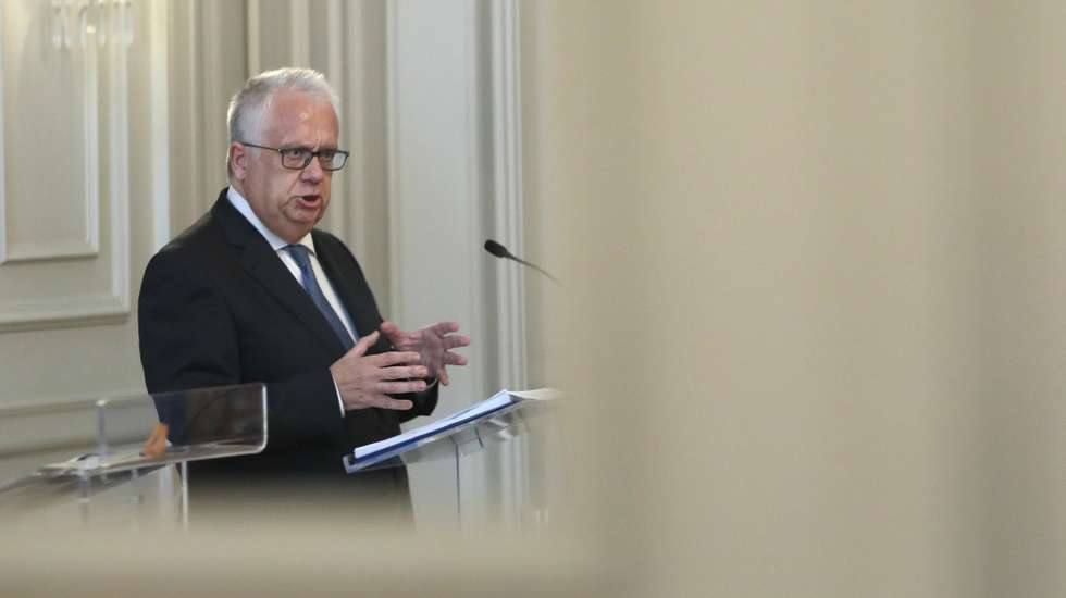 O ministro da Administração Interna, Eduardo Cabrita, intervém durante uma conferência de imprensa sobre o relatório do inquérito relativo à intervenção da Polícia de Segurança Pública (PSP) no quadro das celebrações promovidas pelo Sporting Clube de Portugal (SCP), ocorridas nos dias 11 de 12 de maio, em Lisboa, 16 de julho de 2021. ANTÓNIO PEDRO SANTOS/LUSA