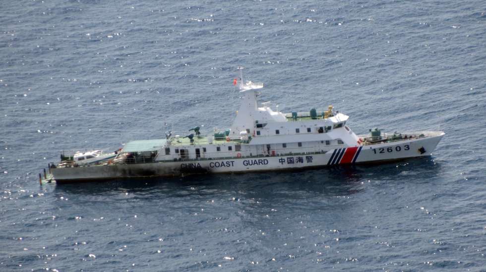epa09436373 A handout photograph released by the 11th Regional Coast Guard Headquarters shows a China Coast Guard ship cruising near Japan's territorial waters around the Senkaku Islands, southern Japan, 30 August 2021. Japan's Coast Guard said Chinese vessels cruised near the Senkaku Islands in the East China Sea early 30 August.  EPA/JAPAN COAST GUARD HANDOUT HANDOUT EDITORIAL USE ONLY/NO SALES HANDOUT EDITORIAL USE ONLY/NO SALES