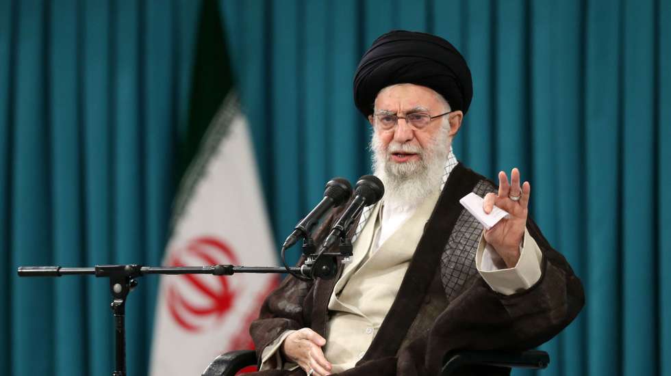 epa10281451 A handout photo made available by the Iranian supreme leader office shows Iranian supreme leader Ayatollah Ali Khamenei greets the crowd during his meeting with Iranian students in Tehran, Iran, 02 November 2022. According to supreme leader office, Khamenei called the anti-government protests as 'riots' and said that 'it wasn't just a riot, as it was a mixed war led by US, Israel, and the west against the country, and the nation once again disappointed the enemies.'  EPA/IRAN SUPREME LEADER OFFICE / HANDOUT  HANDOUT EDITORIAL USE ONLY/NO SALES