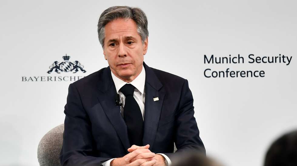 epa10475191 US Secretary of State Antony Blinken  during  the the 59th Munich Security Conference (MSC) in Munich, Germany, 18 February 2023. More than 500 high-level international decision-makers meet at the 59th Munich Security Conference in Munich during their annual meeting from 17 to 19 February 2023 to discuss global security issues.  EPA/ANNA SZILAGYI