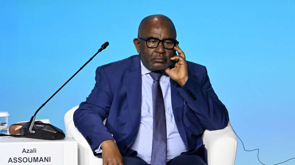 epa10771046 Chairman of African Union (AU) and President of Comoros Azali Assoumani attends a plenary session of the Second Summit Economic and Humanitarian Forum 'Russia-Africa' in St.Petersburg, Russia, 27 July 2023. The Second Summit Economic and Humanitarian Forum 'Russia-Africa' will take place from July 27 to 28 at the congress-exhibition center Expoforum in St.Petersburg.  EPA/PAVEL BEDNYAKOV / SPUTNIK / KREMLIN POOL MANDATORY CREDIT